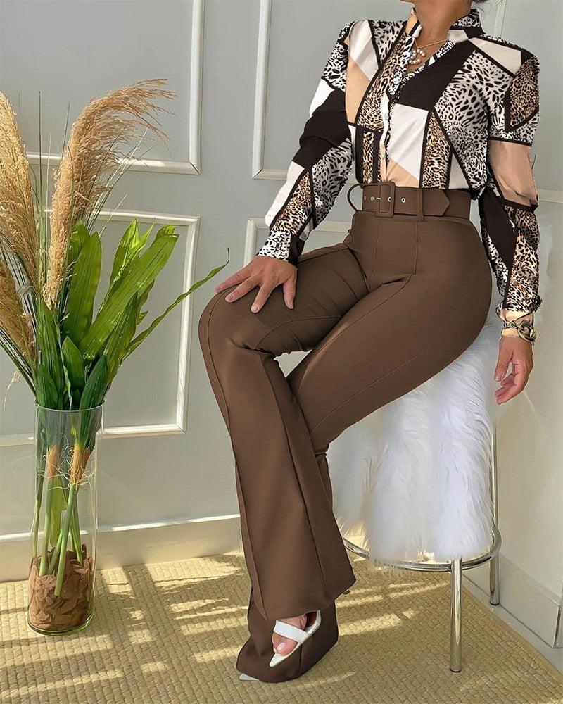 Ivyshape | Women's Business Blouse & Pants Set Adrienne