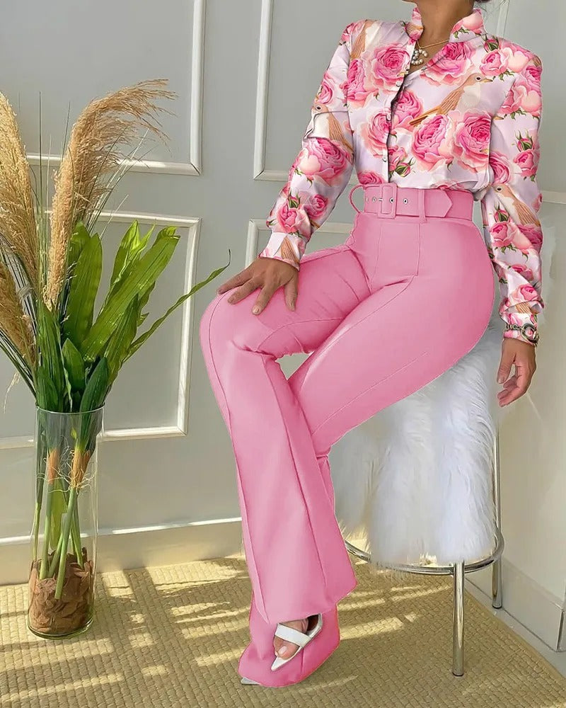 Ivyshape | Women's Business Blouse & Pants Set Adrienne