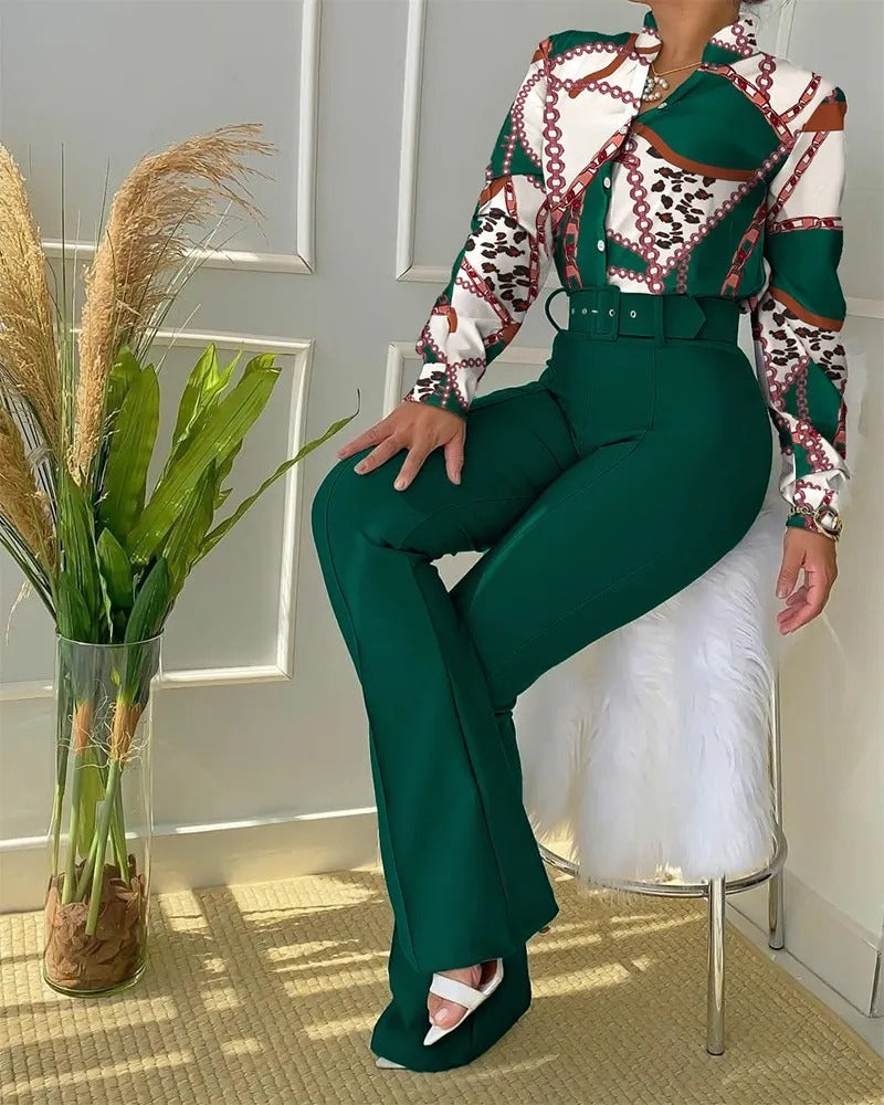 Ivyshape | Women's Business Blouse & Pants Set Adrienne