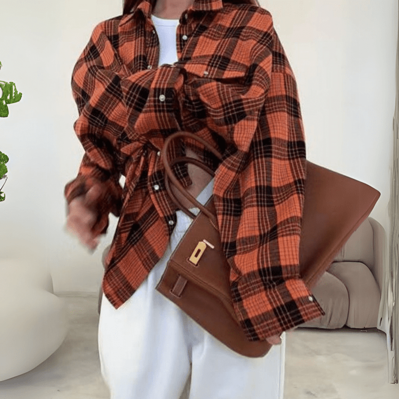 Ivyshape | Oversized Flannel Shirt for Women Pavlina Cozy & Stylish