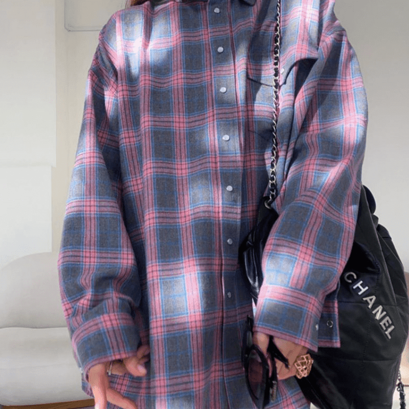 Ivyshape | Oversized Flannel Shirt for Women Pavlina Cozy & Stylish