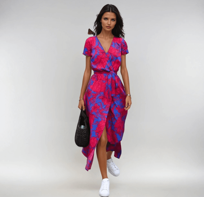 Ivyshape | Stylish V-Neck Summer Dress for Effortless Elegance