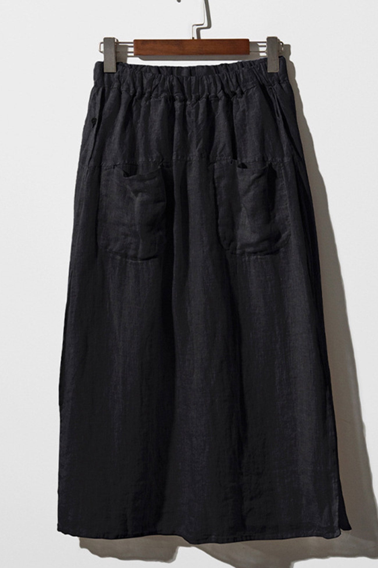 Solid Pocketed Midi Skirt