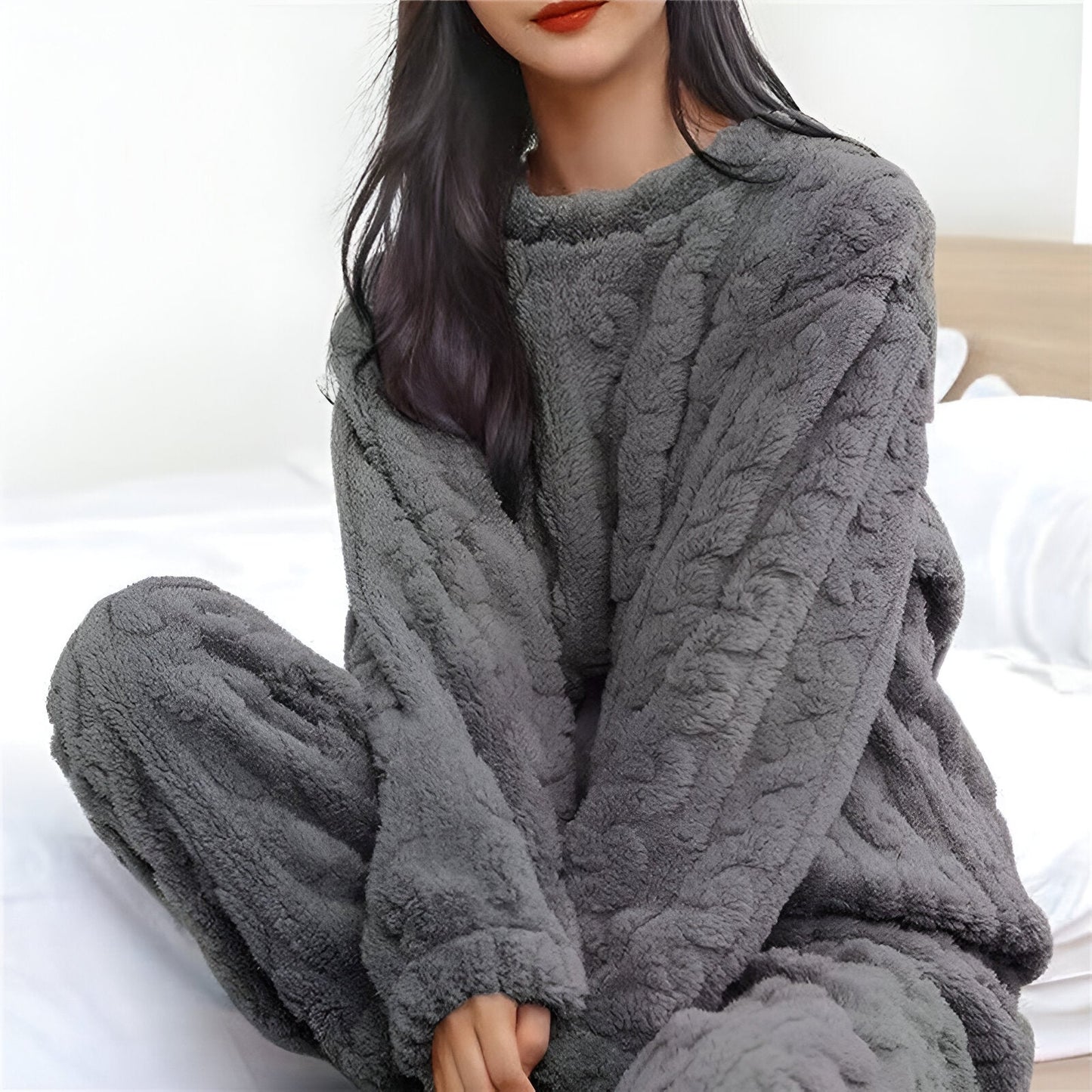 Ivyshape | Warm & Fluffy Fleece Pajamas