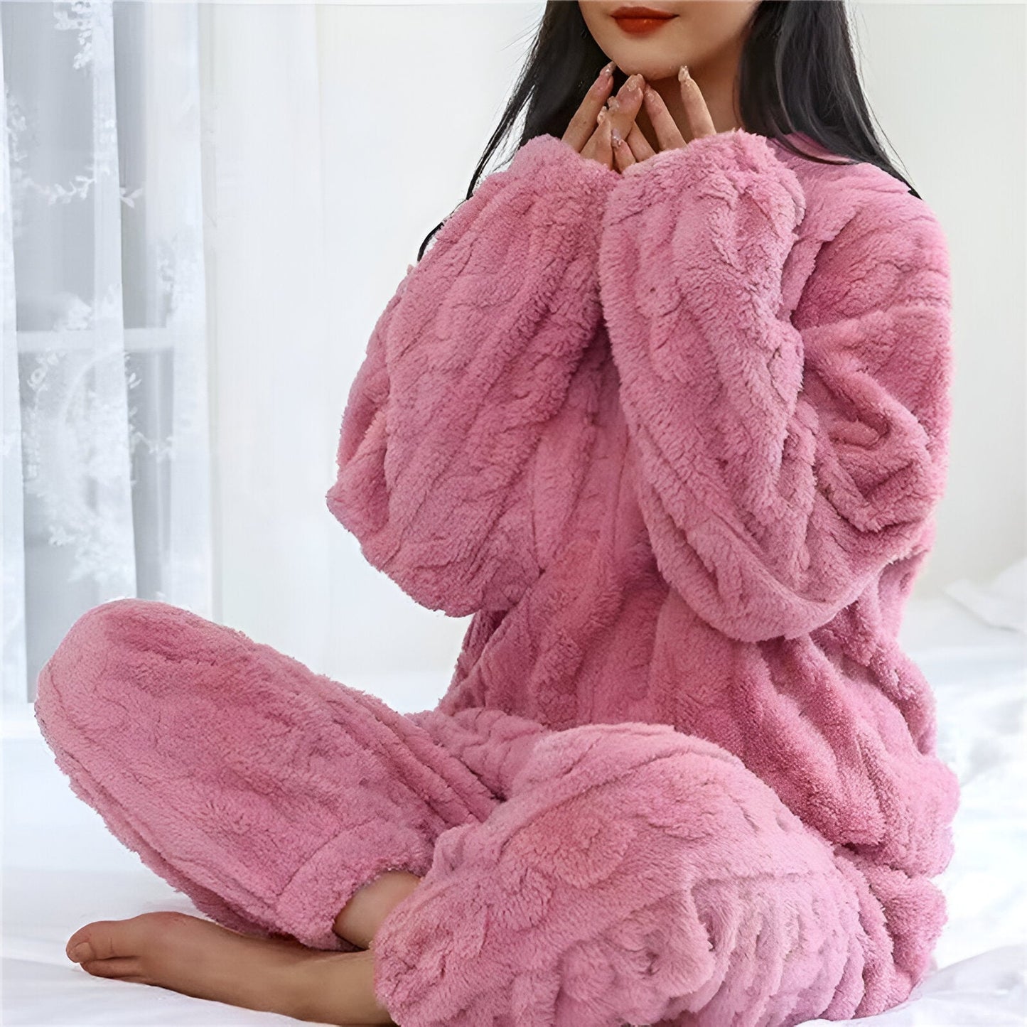 Ivyshape | Warm & Fluffy Fleece Pajamas