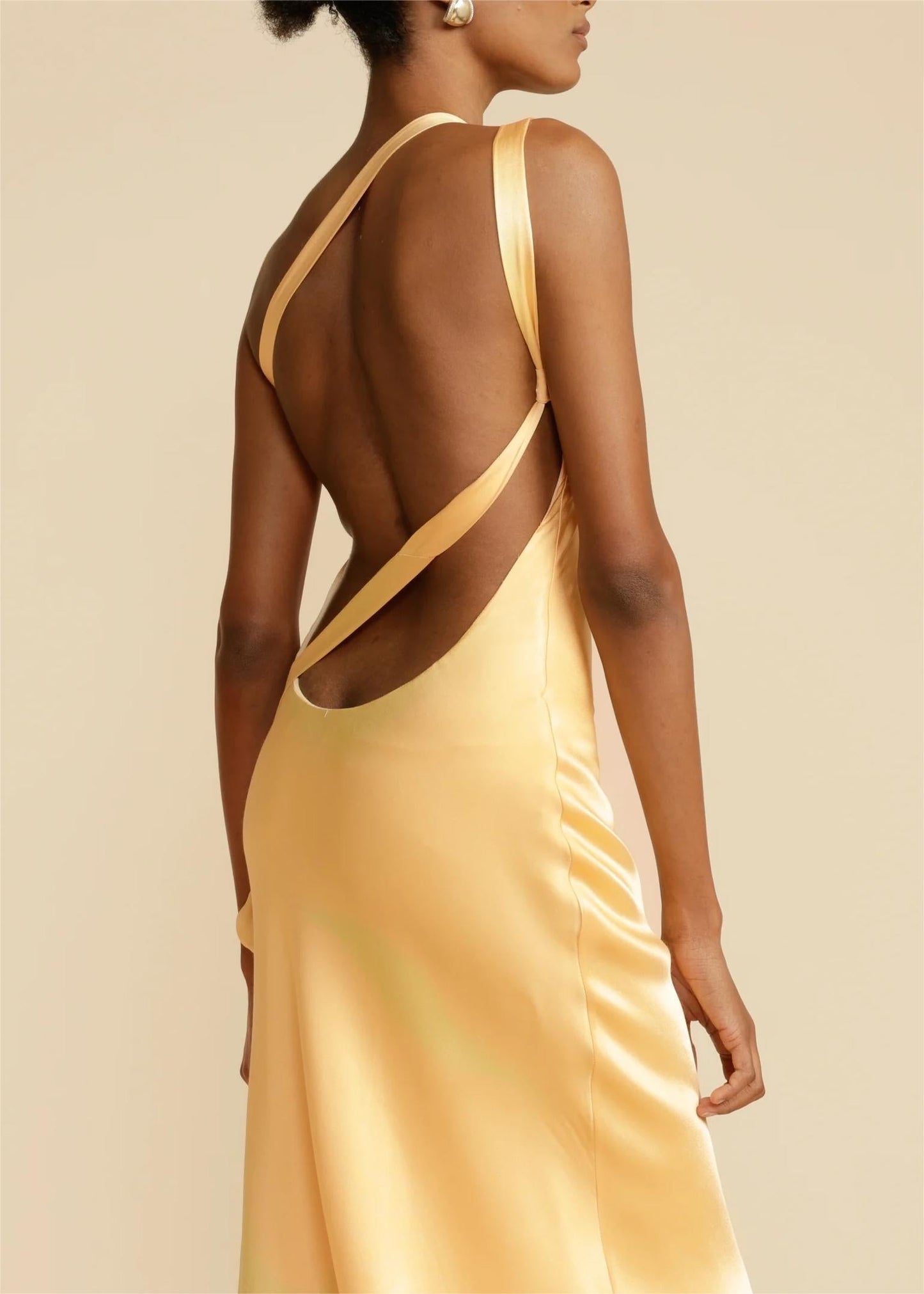 Ivyshape | Soiree Satin Asymmetrical One Shoulder Backless Strap Maxi Dress