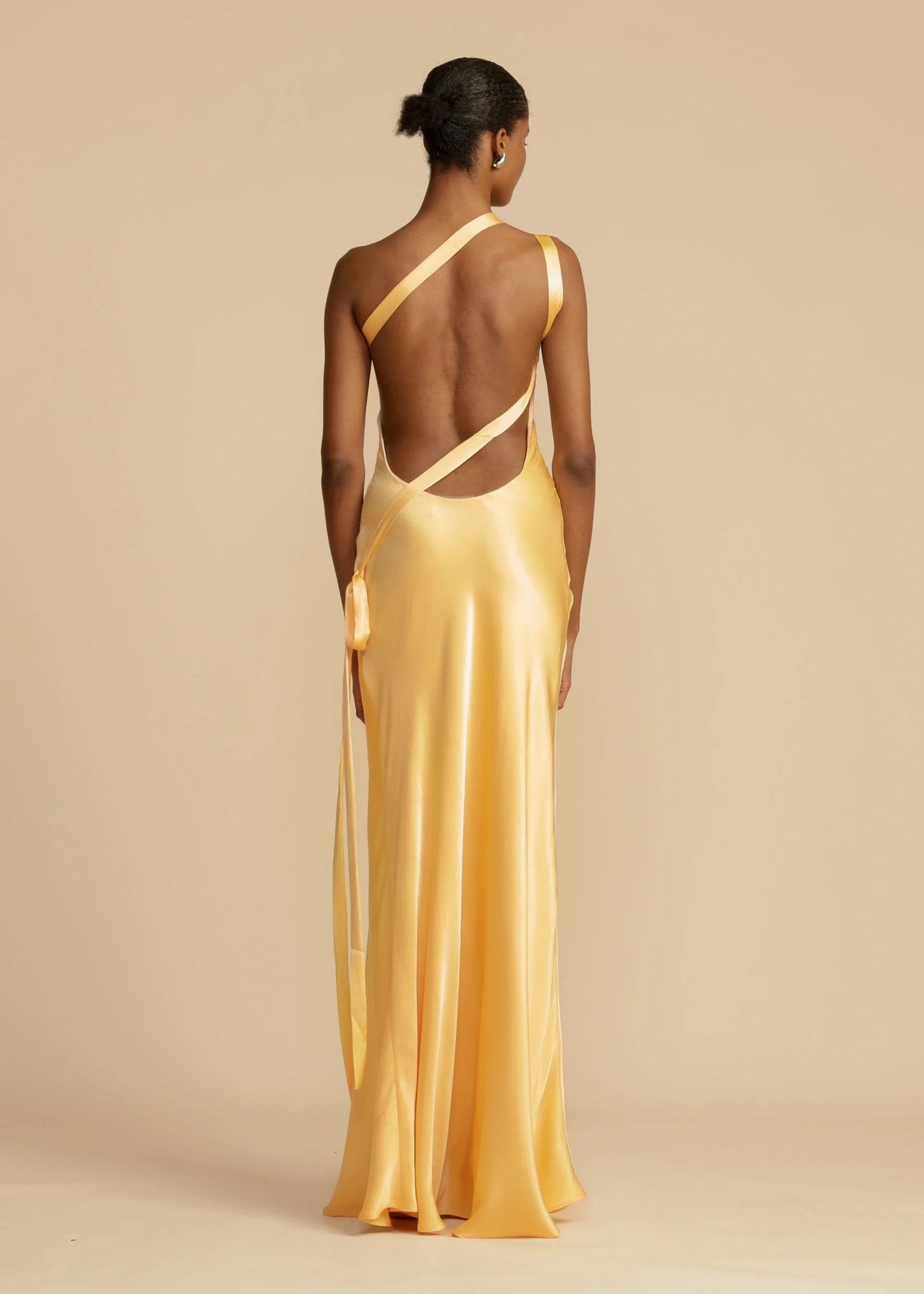 Ivyshape | Soiree Satin Asymmetrical One Shoulder Backless Strap Maxi Dress