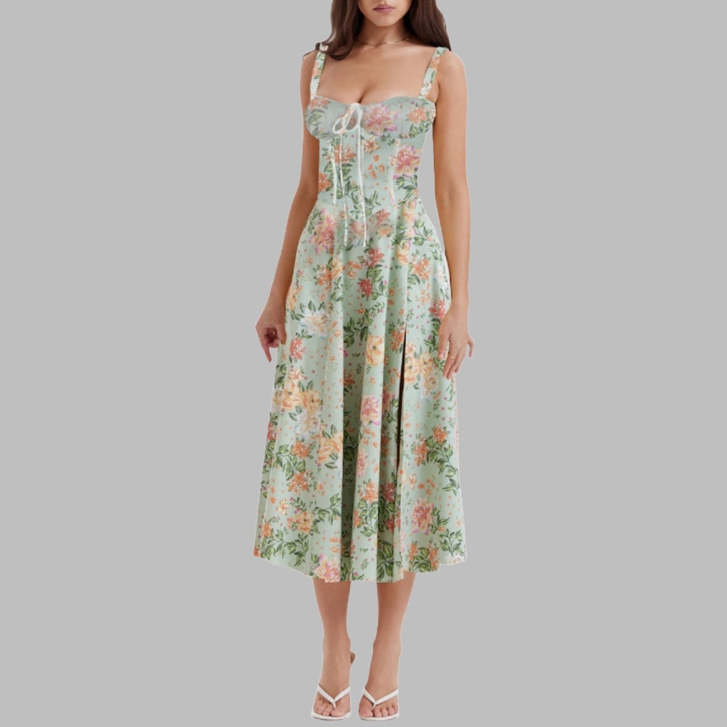 Ivyshape | Women's Slit Summer Dress Floral