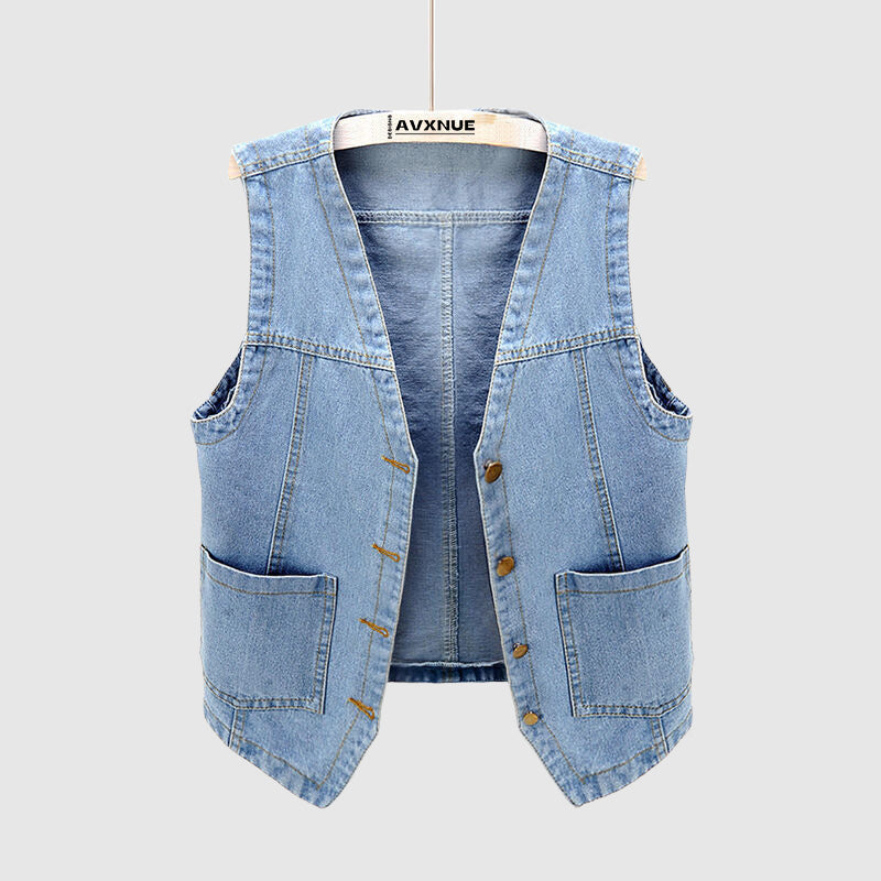 Ivyshape | Tassou Modern Denim Vest