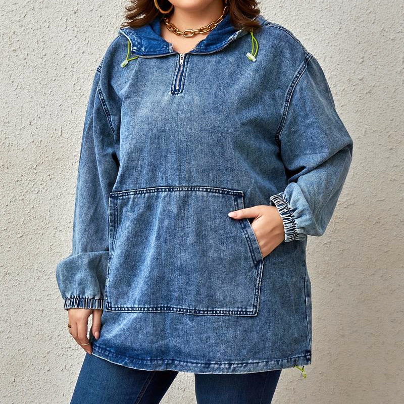 Ivyshape | Tassou Plus Size Comfy Denim Shirt