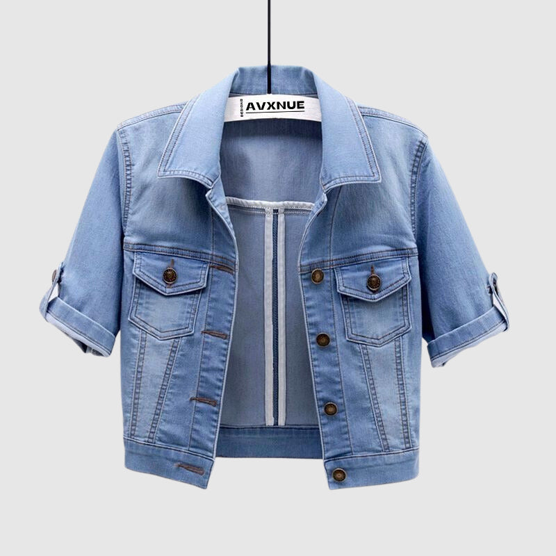 Ivyshape | Tassou Short Sleeve Denim Jacket