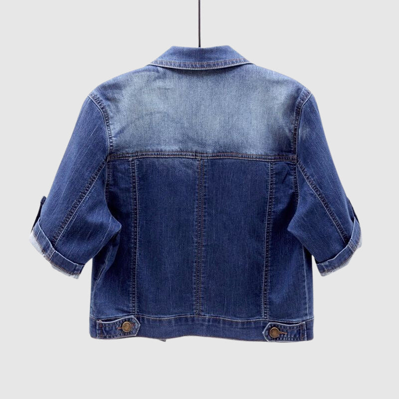 Ivyshape | Tassou Short Sleeve Denim Jacket