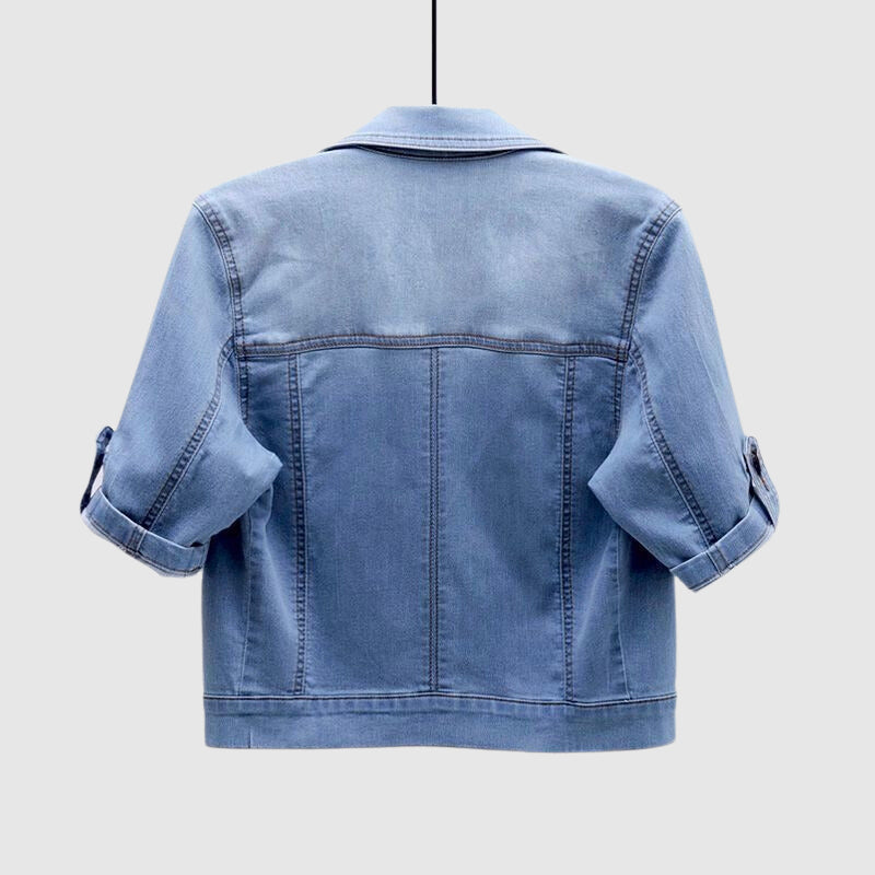 Ivyshape | Tassou Short Sleeve Denim Jacket