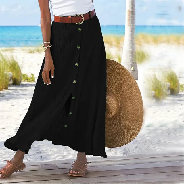 Ivyshape | Long Skirt with Buttons