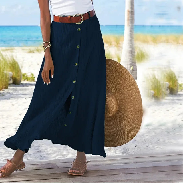 Ivyshape | Long Skirt with Buttons