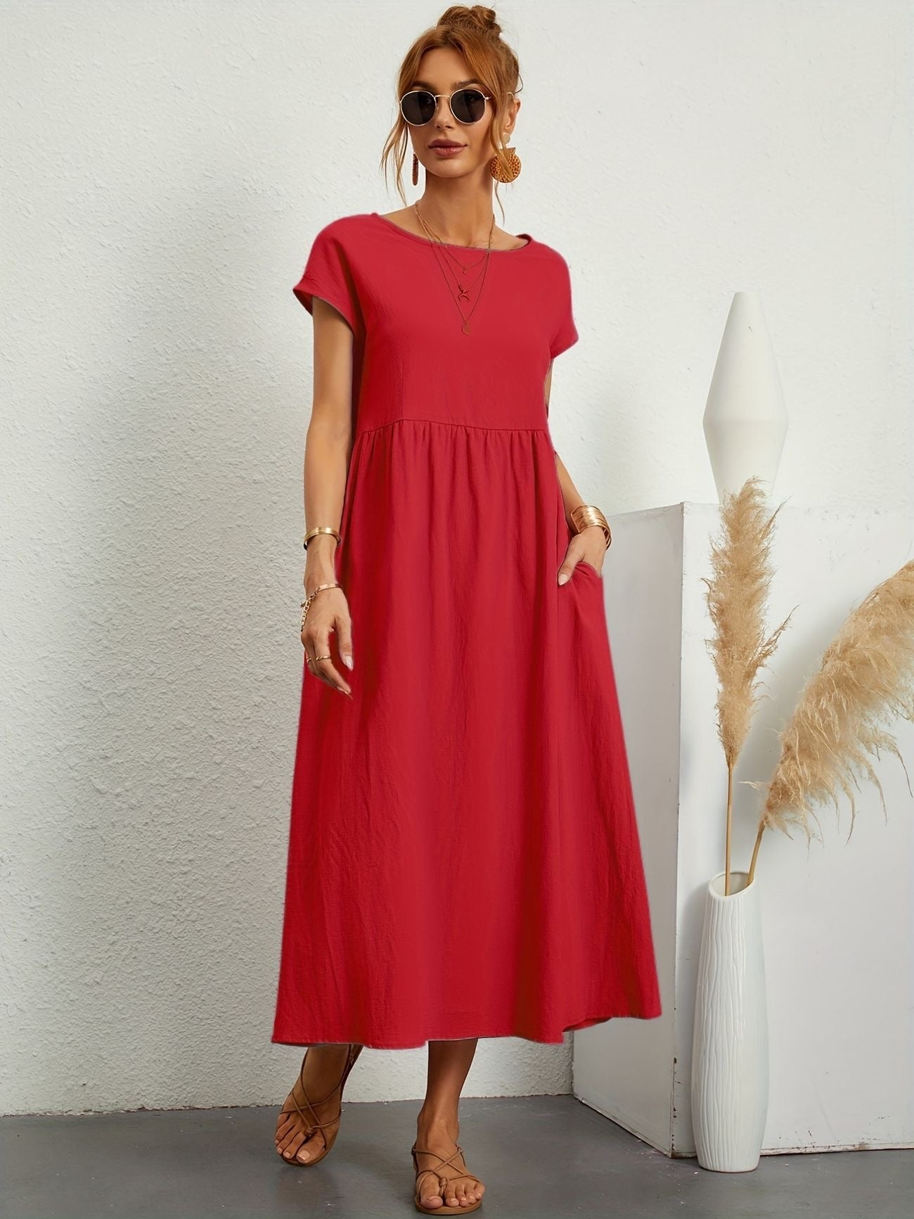 Ivyshape | Camille Dress with Round Neck