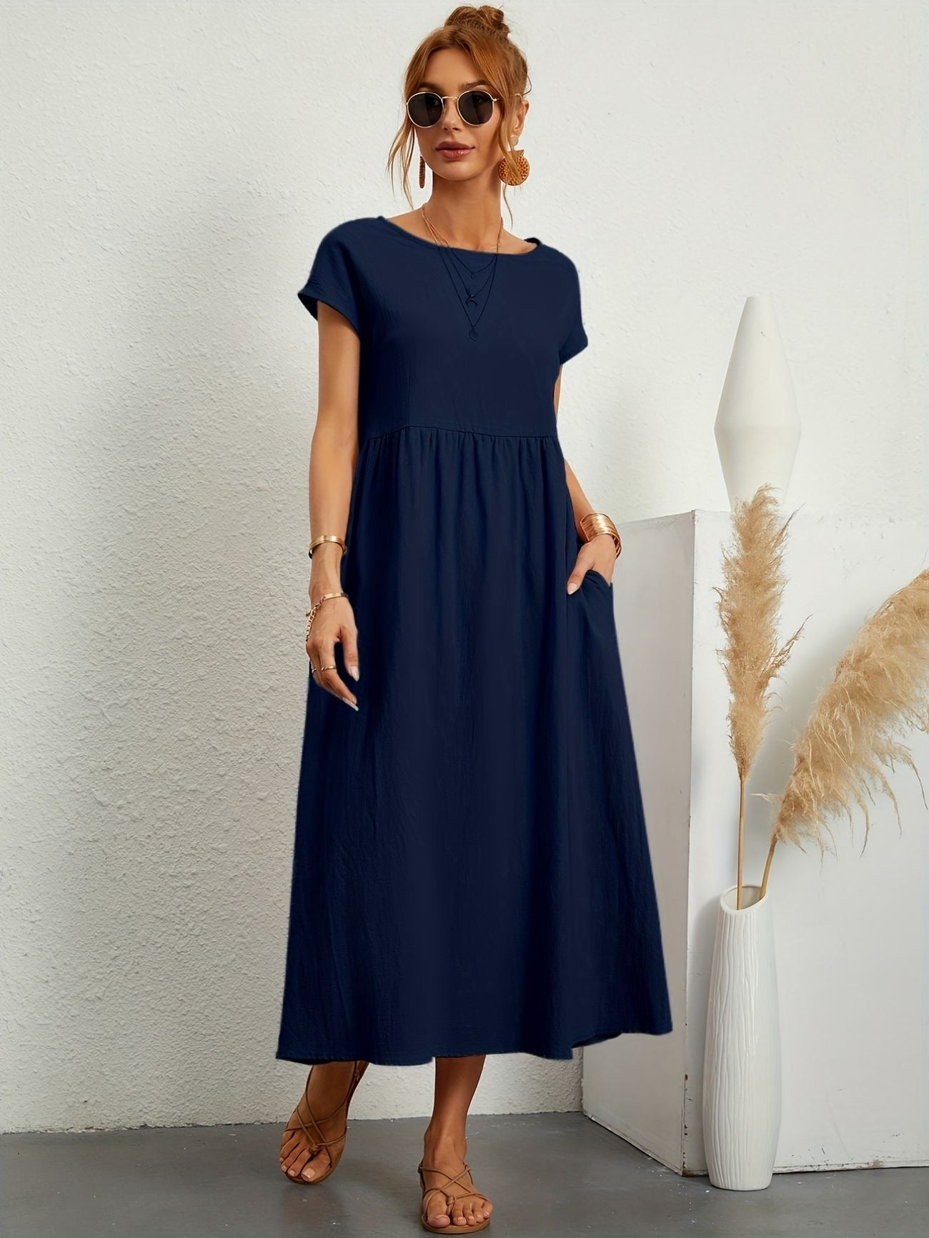 Ivyshape | Camille Dress with Round Neck