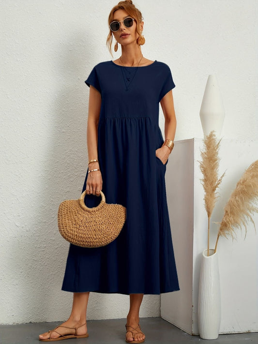 Ivyshape | Camille Dress with Round Neck