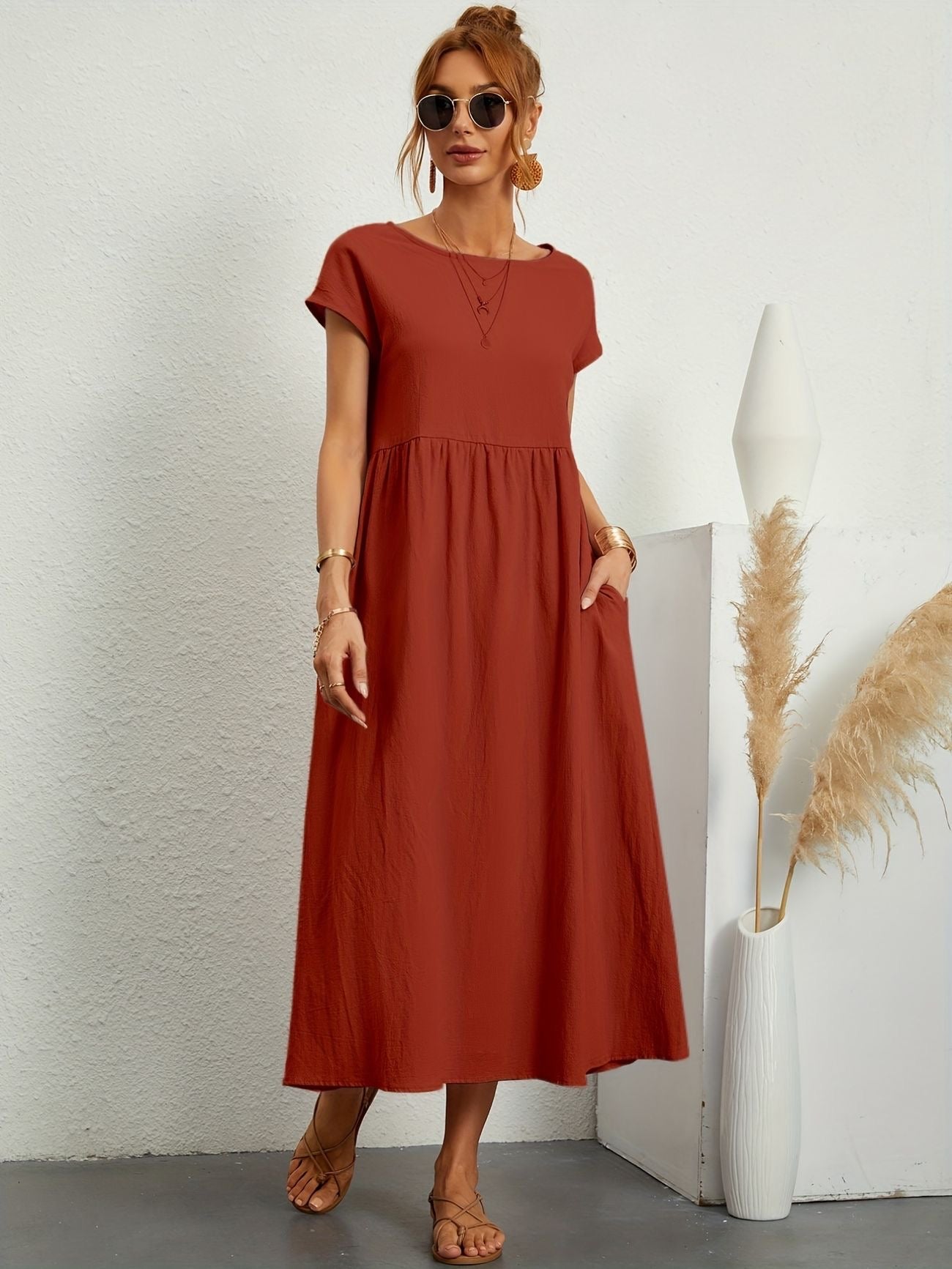 Ivyshape | Camille Dress with Round Neck