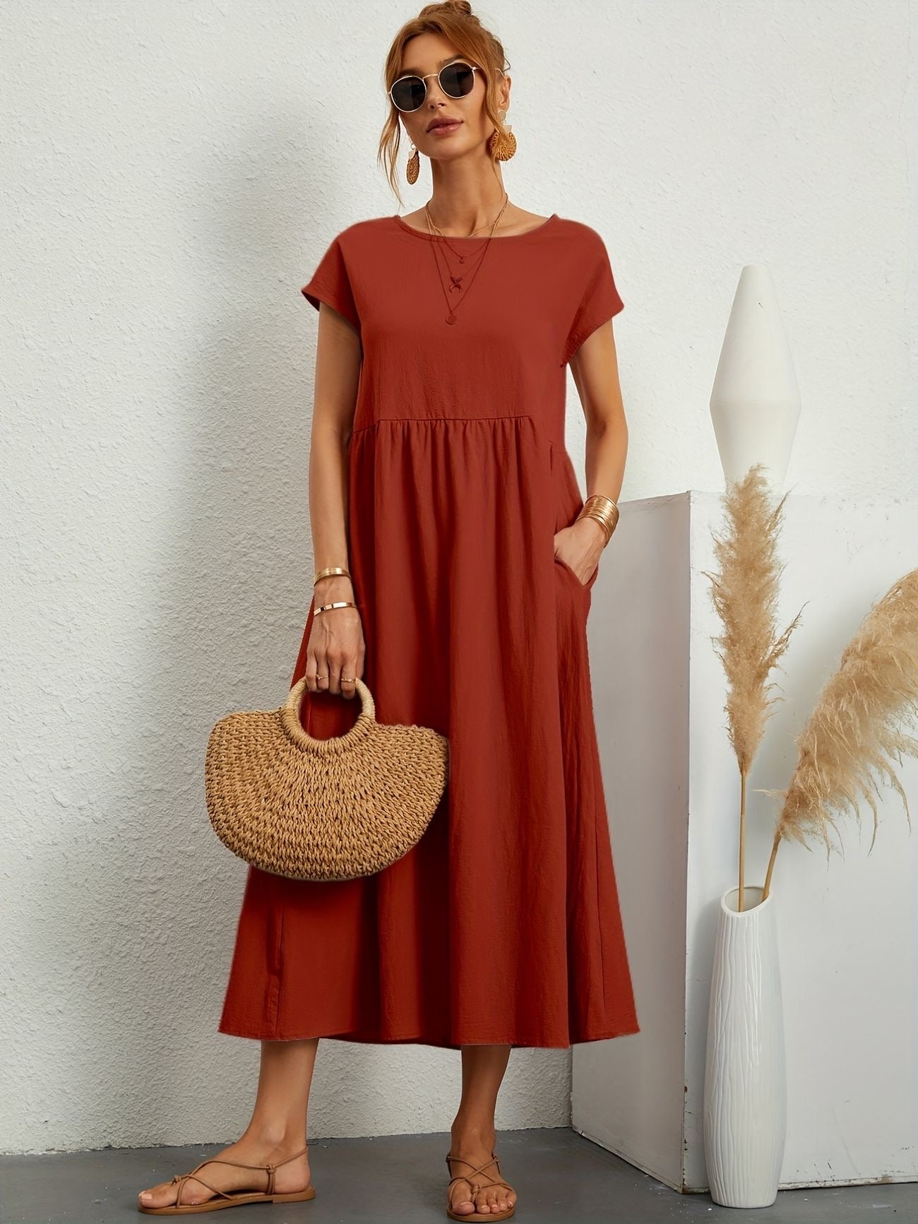 Ivyshape | Camille Dress with Round Neck