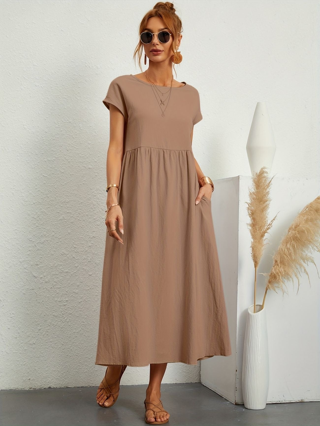 Ivyshape | Camille Dress with Round Neck