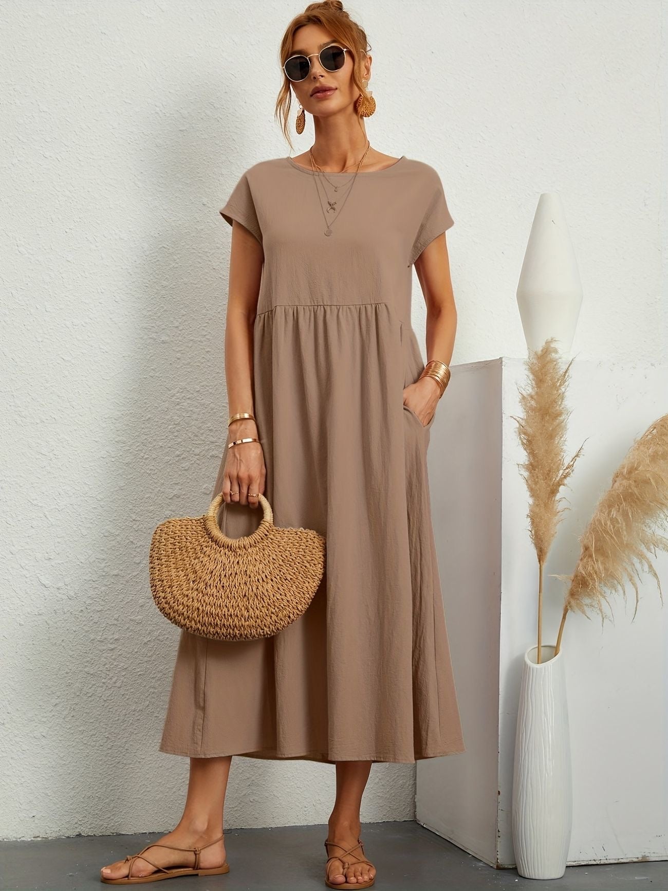 Ivyshape | Camille Dress with Round Neck