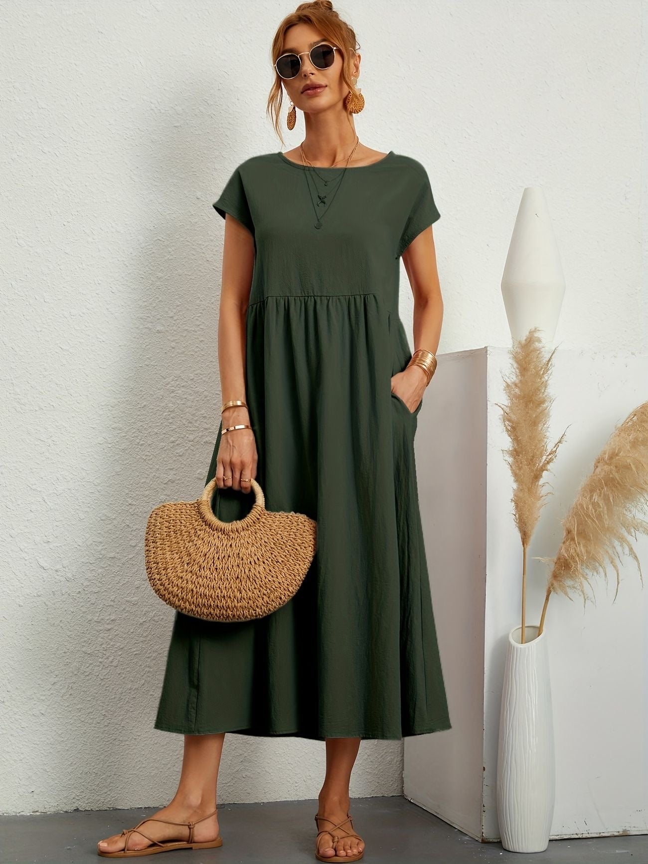 Ivyshape | Camille Dress with Round Neck