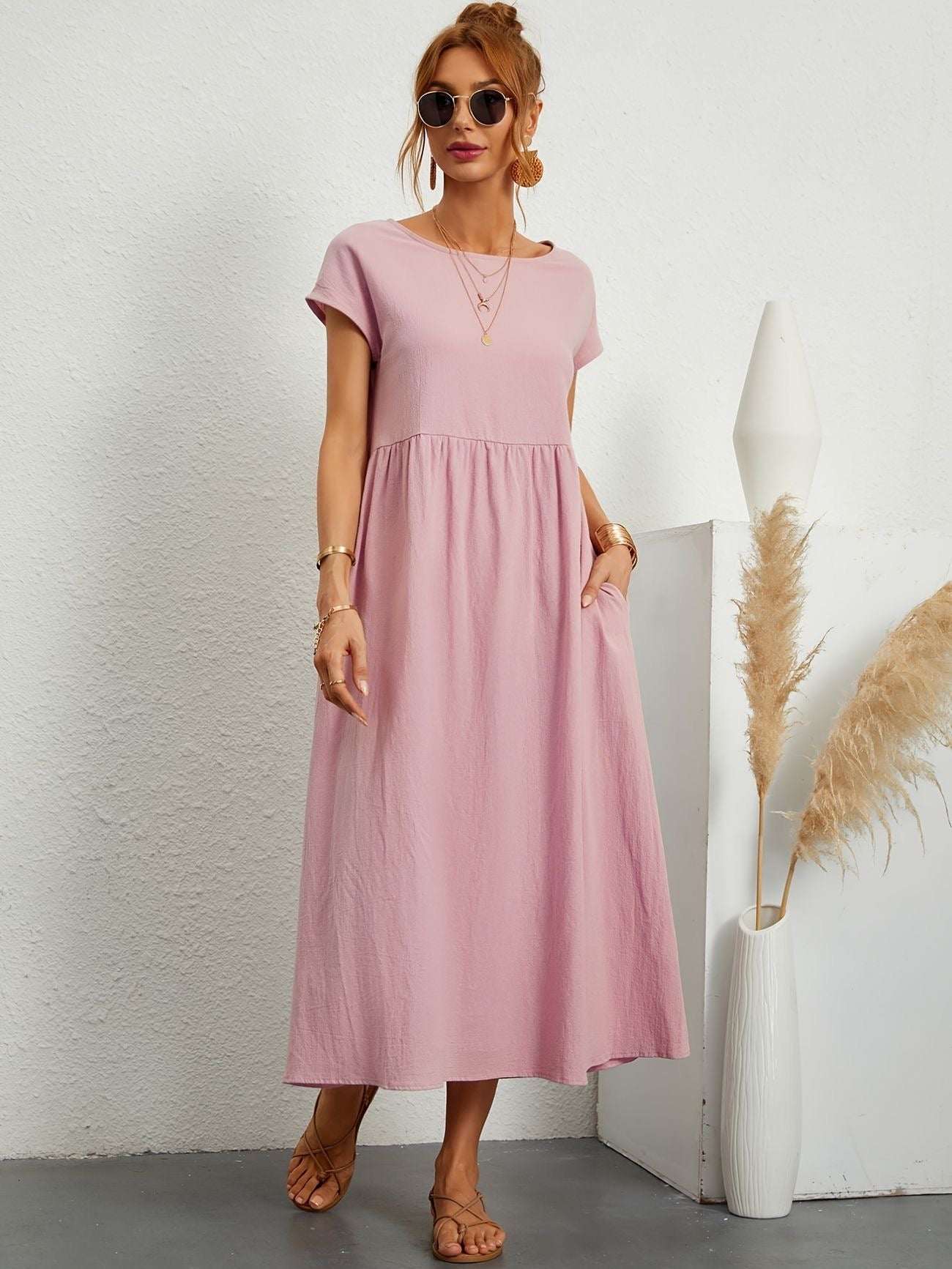 Ivyshape | Camille Dress with Round Neck