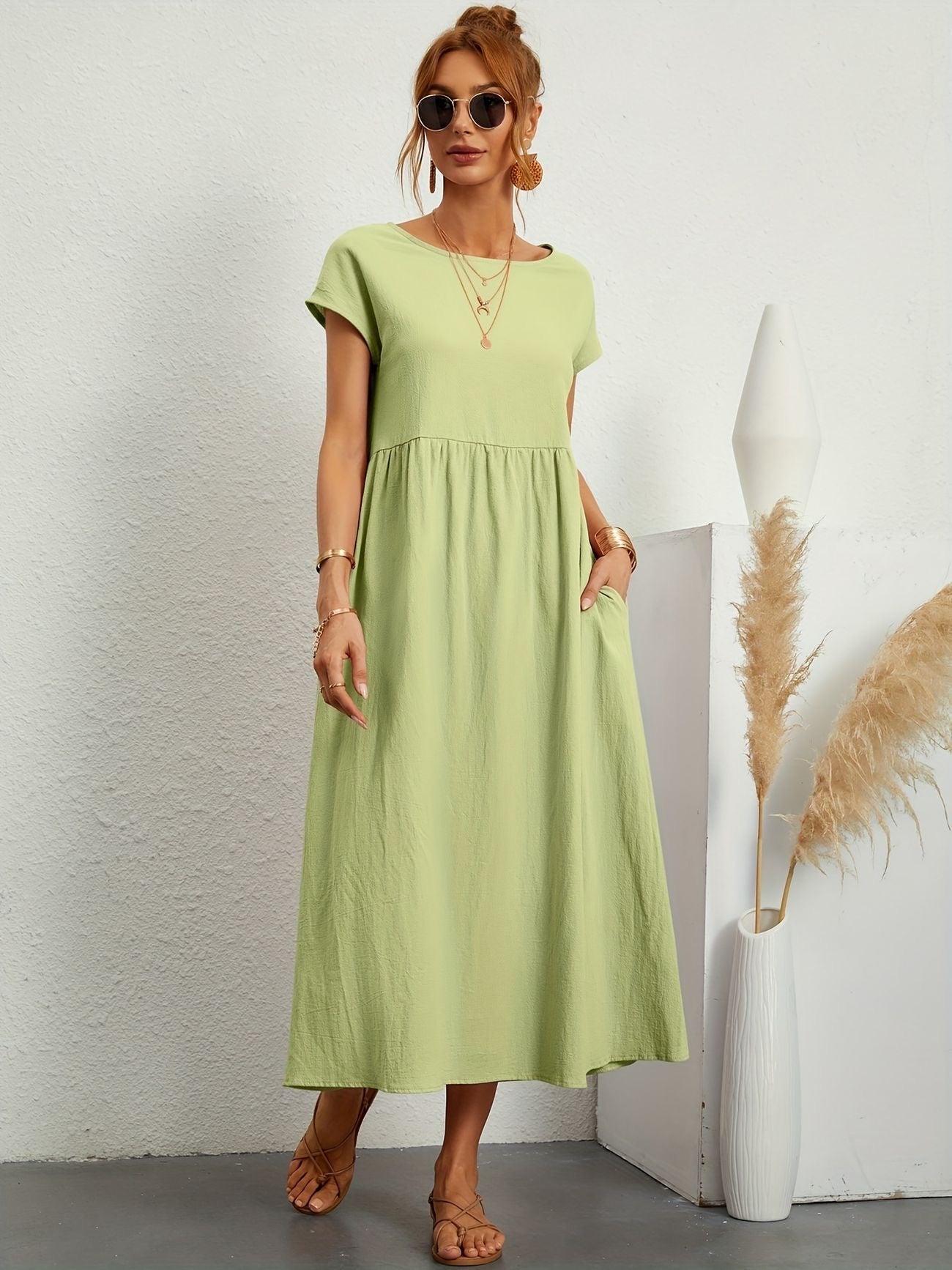 Ivyshape | Camille Dress with Round Neck