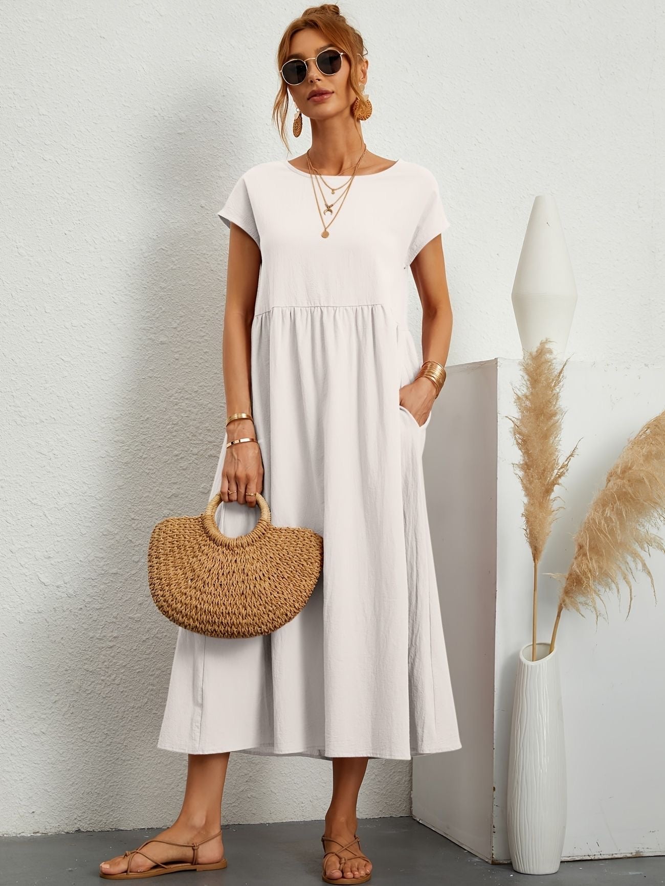 Ivyshape | Camille Dress with Round Neck