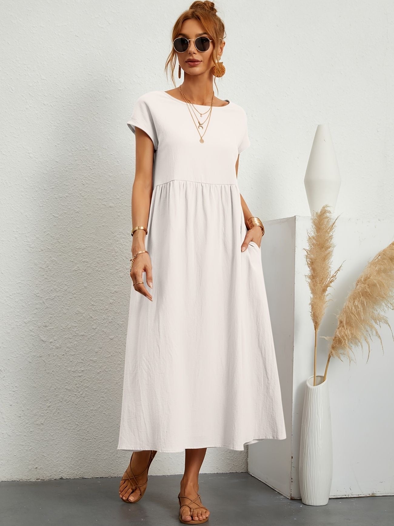 Ivyshape | Camille Dress with Round Neck