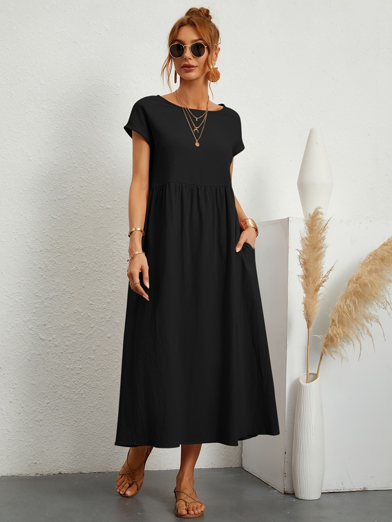 Ivyshape | Camille Dress with Round Neck