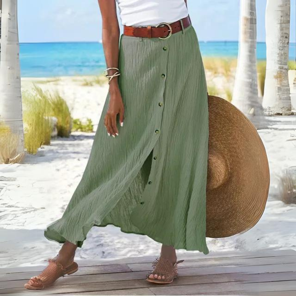 Ivyshape | Long Skirt with Buttons