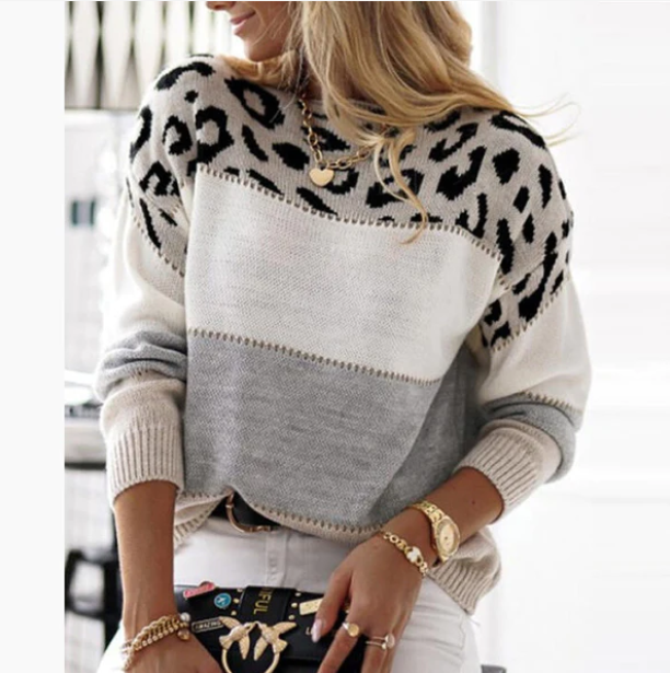 Ivyshape | Warm Leopard Printed Jumper for Women