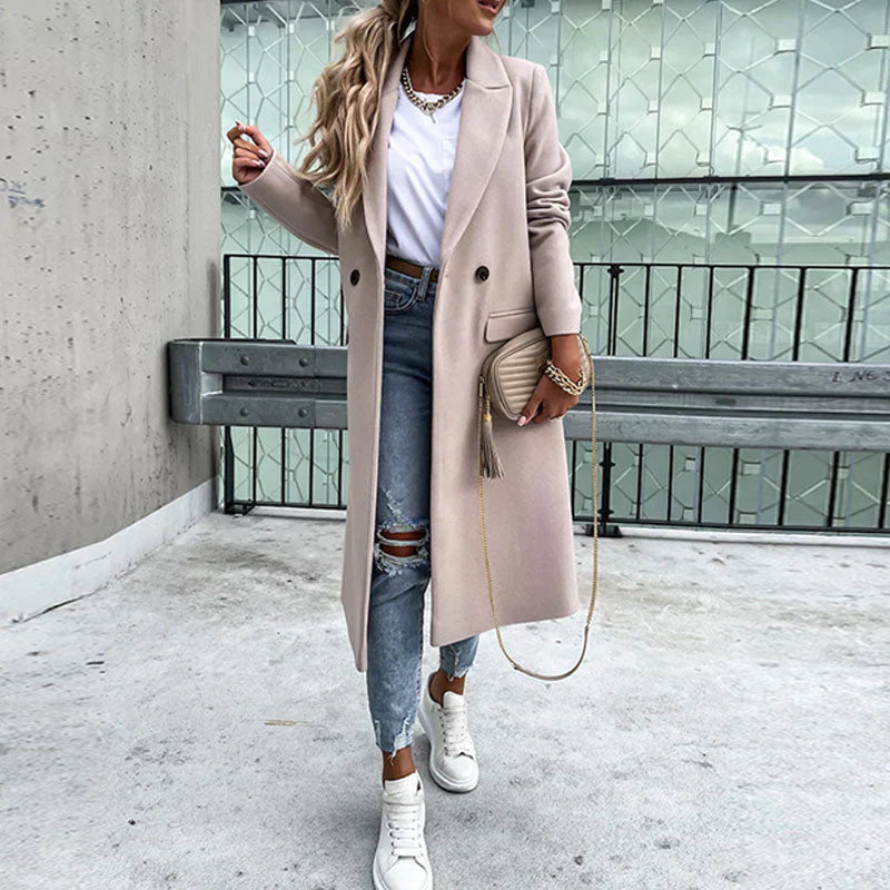 Ivyshape | Stylish Long Coat with Buttons