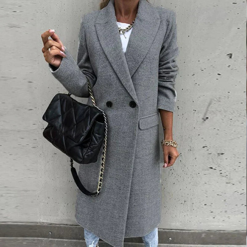 Ivyshape | Stylish Long Coat with Buttons