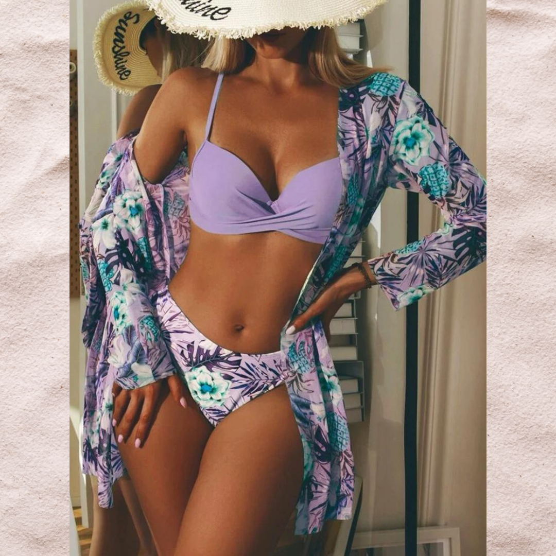 Ivyshape | Bikini-Set with Floral Pattern (Bestseller)