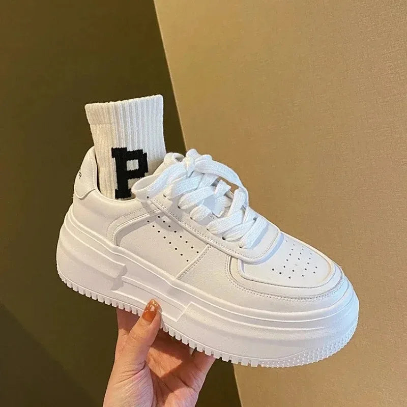 Stylish White Platform Sneakers for Women