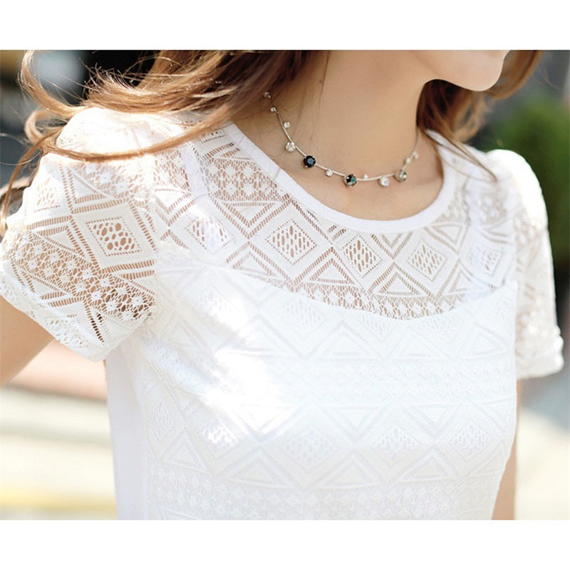 Women's Chiffon Blouse with Lace Crochet