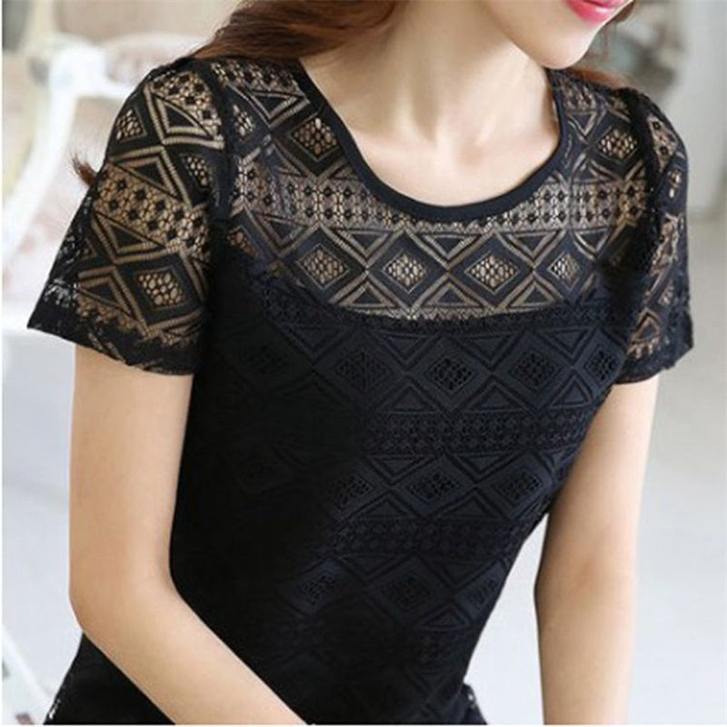 Women's Chiffon Blouse with Lace Crochet