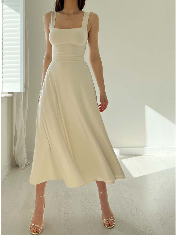 Ivyshape | Women's Stylish Midi Dress Plain