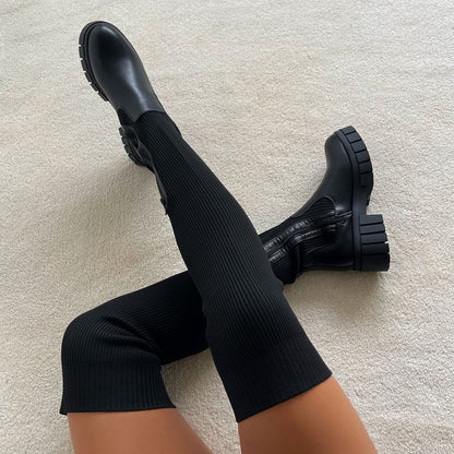 Ivyshape | Thigh High Stretch Knit Boots