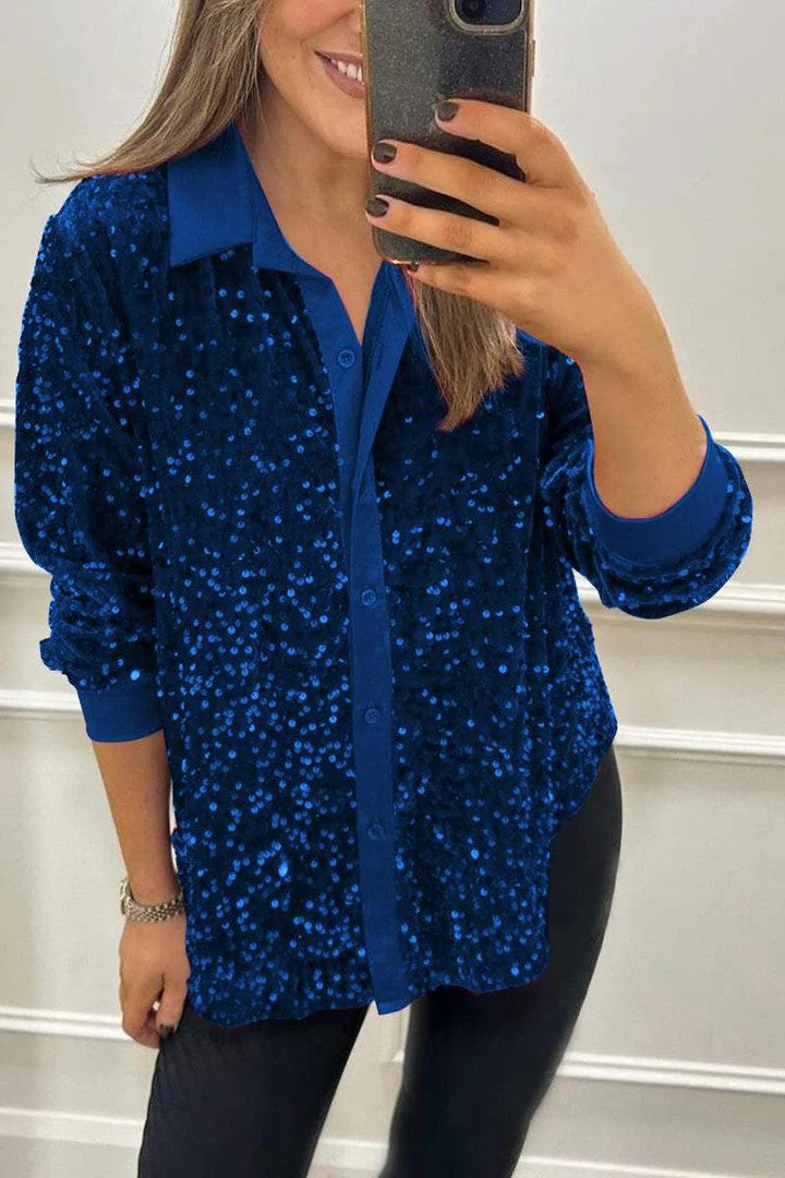 IvyShape | Sequin leisure shirt