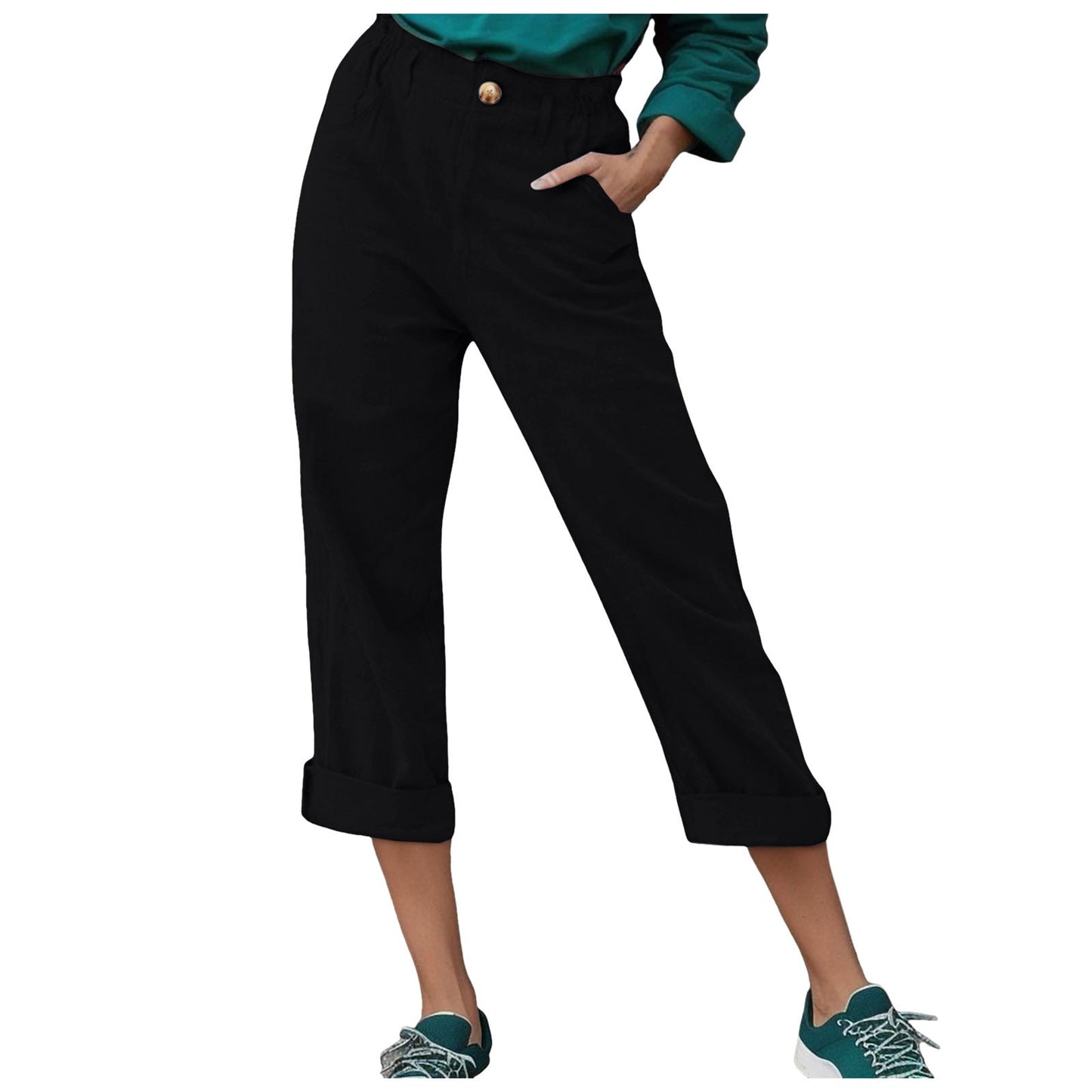 Women Relaxed Fit Cropped Pants Ivyshape