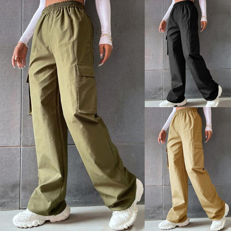 Women's cargo pants with side pockets and elastic waistband Ivyshape
