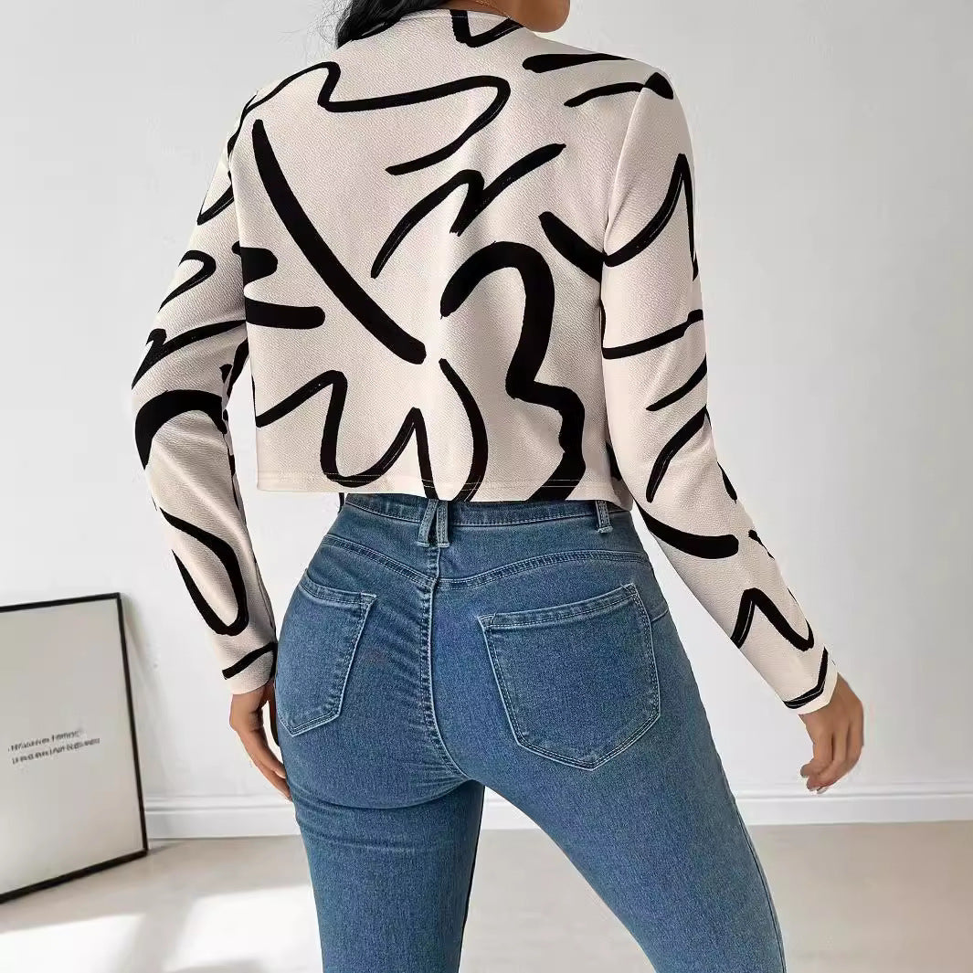 Women elegant short jacket with unique graphic pattern Ivyshape