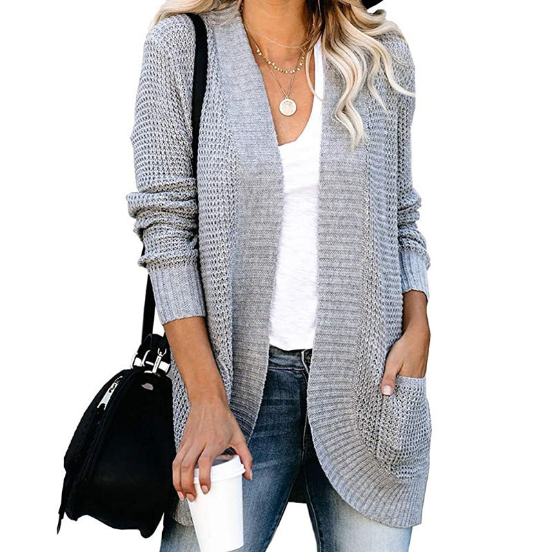 Women casual cardigan with pockets and open front Ivyshape