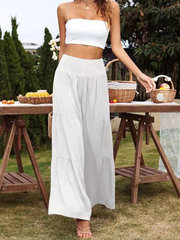 High-waisted tiered maxi pants for ladies Ivyshape