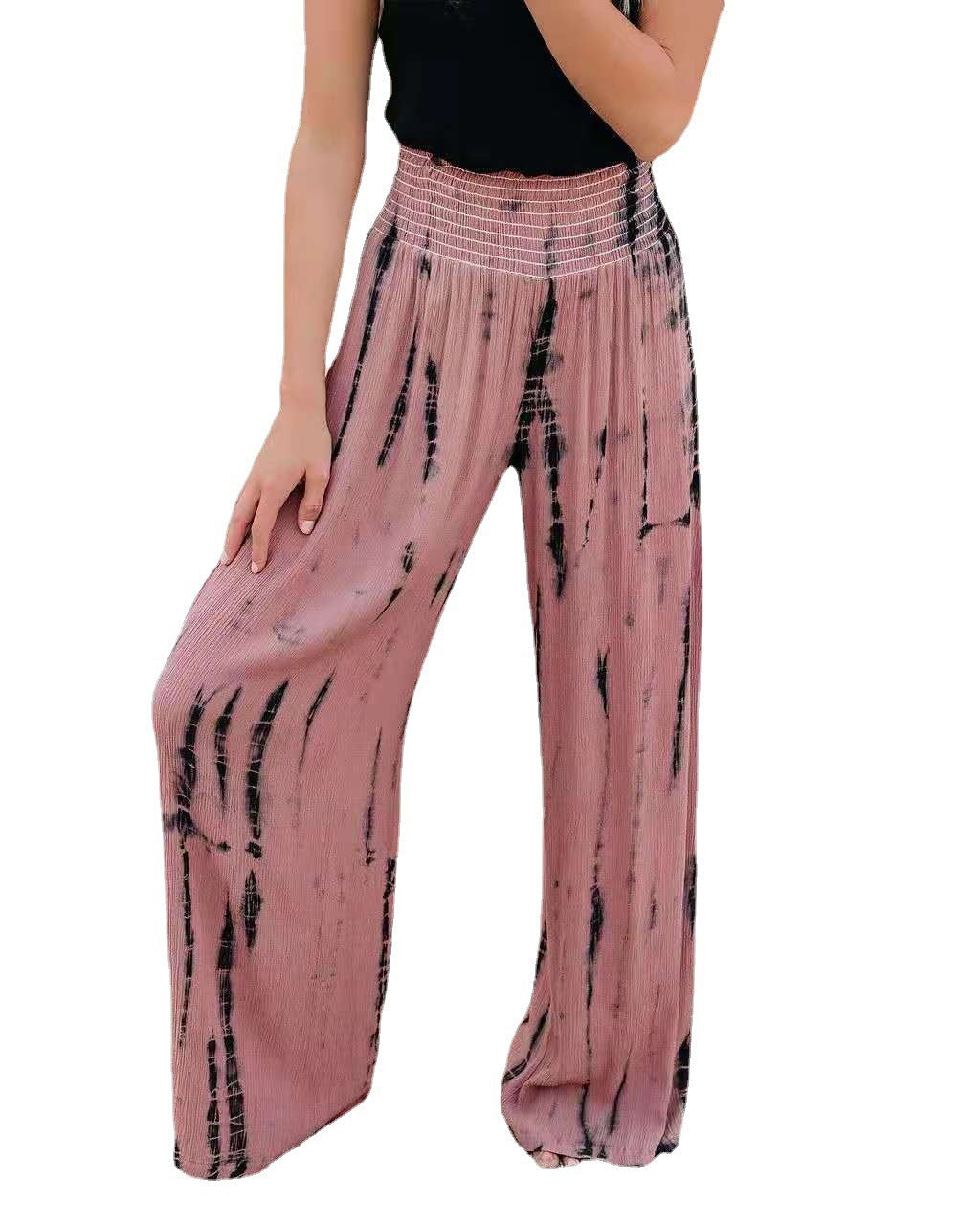 Women's wide pleated trousers with elastic waistband and fashionable design Ivyshape