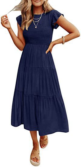 Women's Maxi Dress with Ruffles and Elastic Waist Ivyshape